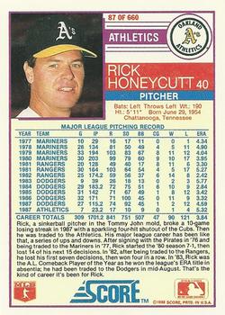 Rick Honeycutt  baseball card collectible - Main Image 2