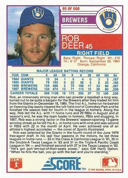 Rob Deer  baseball card collectible - Main Image 2