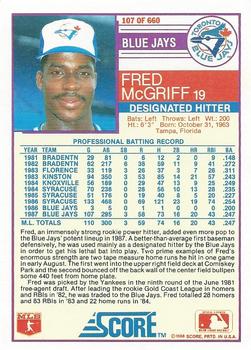 Fred McGriff  baseball card collectible - Main Image 2