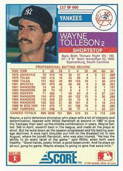 Wayne Tolleson  baseball card collectible - Main Image 2