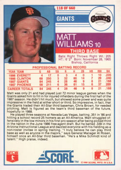Matt Williams  baseball card collectible - Main Image 2