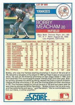 Bobby Meacham  baseball card collectible - Main Image 2