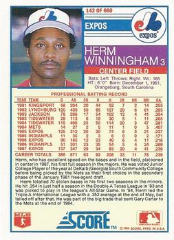 Herm Winningham  baseball card collectible - Main Image 2