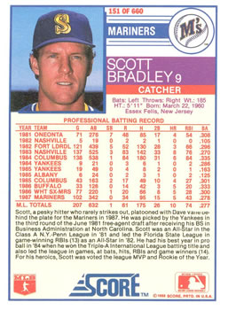Scott Bradley  baseball card collectible - Main Image 2