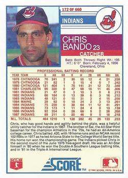 Chris Bando  baseball card collectible - Main Image 2