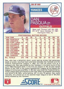 Dan Pasqua  baseball card collectible - Main Image 2