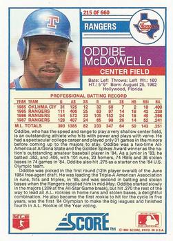 Oddibe McDowell  baseball card collectible - Main Image 2
