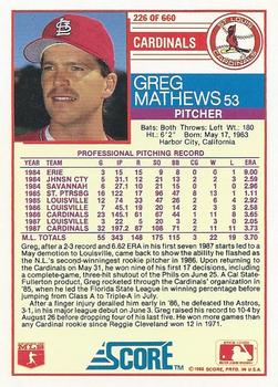 Greg Mathews  baseball card collectible - Main Image 2