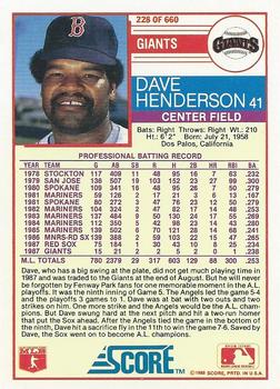 Dave Henderson  baseball card collectible - Main Image 2