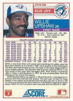 Willie Upshaw  baseball card collectible - Main Image 2