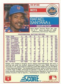 Rafael Santana  baseball card collectible - Main Image 2