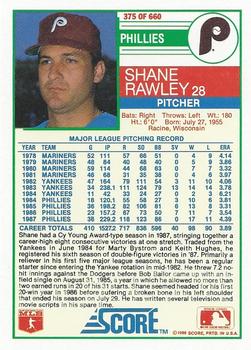 Shane Rawley  baseball card collectible - Main Image 2