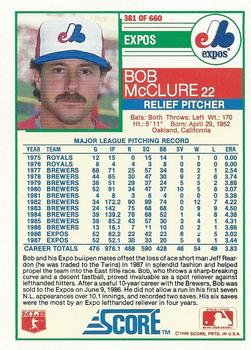 Bob McClure  baseball card collectible - Main Image 2