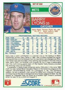 Barry Lyons  baseball card collectible - Main Image 2