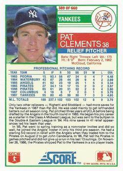 Pat Clements  baseball card collectible - Main Image 2