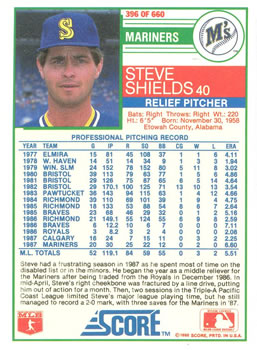Steve Shields  baseball card collectible - Main Image 2