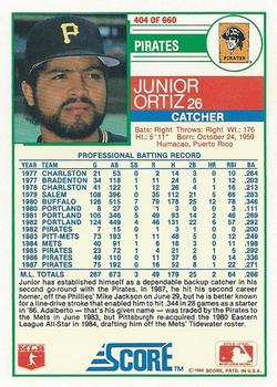 Junior Ortiz  baseball card collectible - Main Image 2