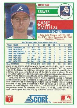 Zane Smith  baseball card collectible - Main Image 2