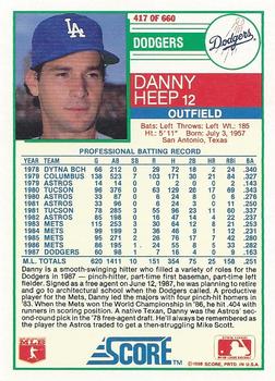 Danny Heep  baseball card collectible - Main Image 2