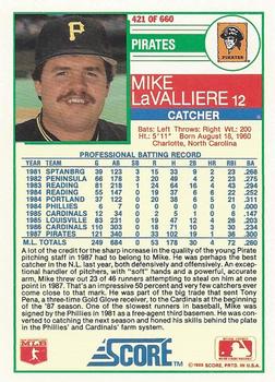 Mike LaValliere  baseball card collectible - Main Image 2