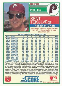 Kent Tekulve  baseball card collectible - Main Image 2