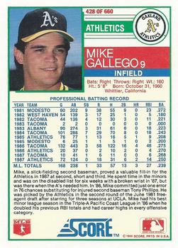 Mike Gallego  baseball card collectible - Main Image 2