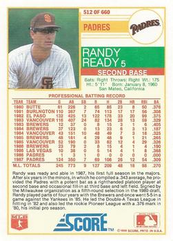 Randy Ready  baseball card collectible - Main Image 2