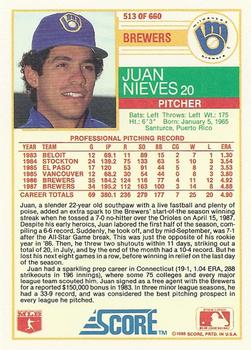 Juan Nieves  baseball card collectible - Main Image 2