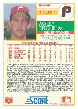 Wally Ritchie  baseball card collectible - Main Image 2