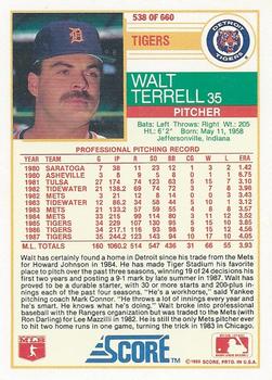 Walt Terrell  baseball card collectible - Main Image 2