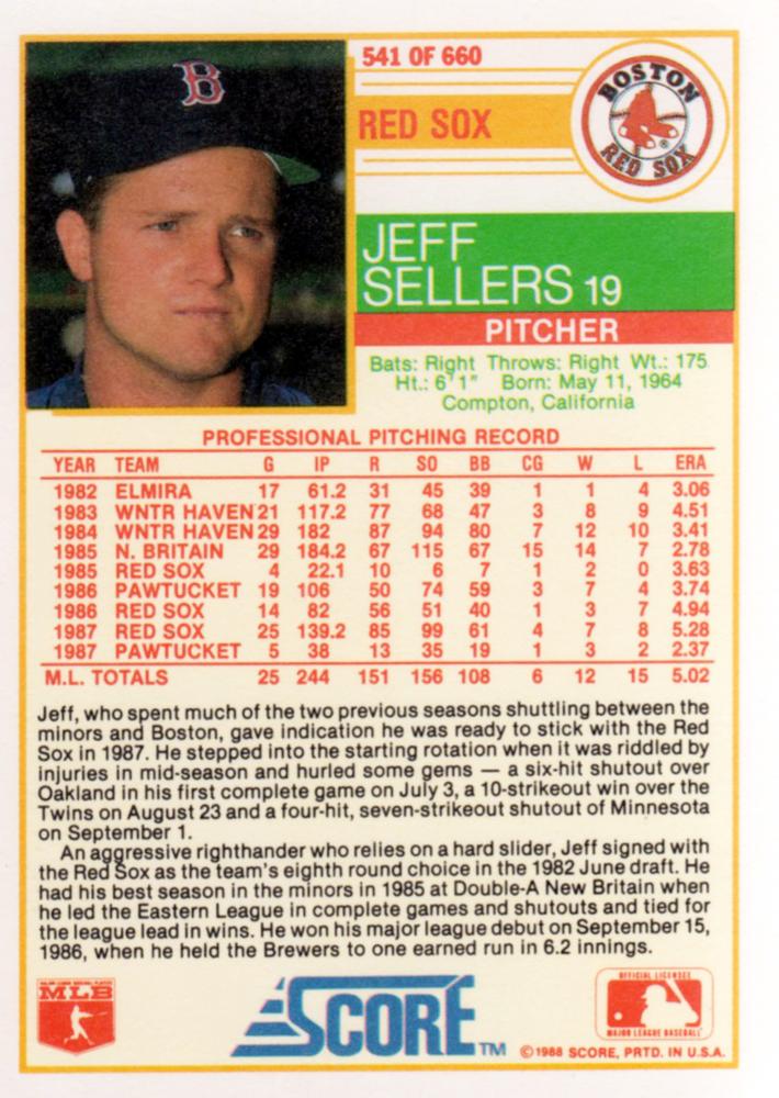 Jeff Sellers  baseball card collectible - Main Image 2