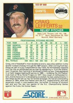 Craig Lefferts  baseball card collectible - Main Image 2
