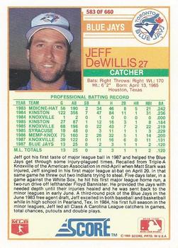 Jeff DeWillis  baseball card collectible - Main Image 2