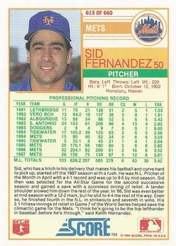Sid Fernandez  baseball card collectible - Main Image 2