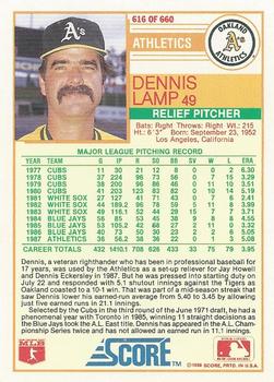 Dennis Lamp  baseball card collectible - Main Image 2