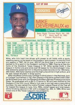 Mike Devereaux  baseball card collectible - Main Image 2