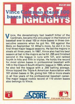 Vince Coleman  baseball card collectible - Main Image 2