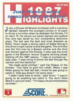 Juan Nieves  baseball card collectible - Main Image 2