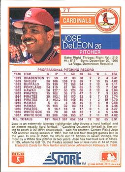 Jose DeLeon  baseball card collectible - Main Image 2
