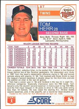 Tom Herr  baseball card collectible - Main Image 2