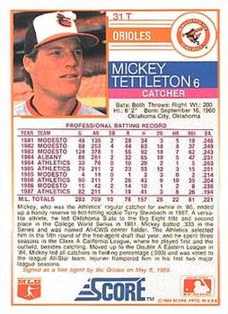 Mickey Tettleton  baseball card collectible - Main Image 2