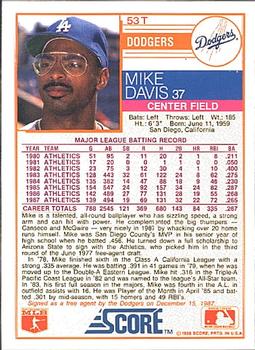 Mike Davis  baseball card collectible - Main Image 2