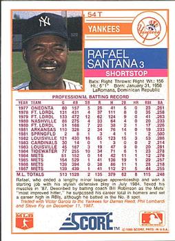 Rafael Santana  baseball card collectible - Main Image 2