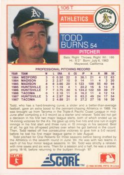 Todd Burns  baseball card collectible - Main Image 2