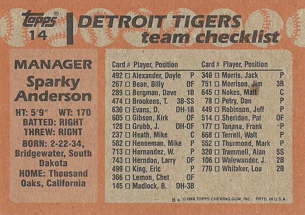 Sparky Anderson  baseball card collectible - Main Image 2