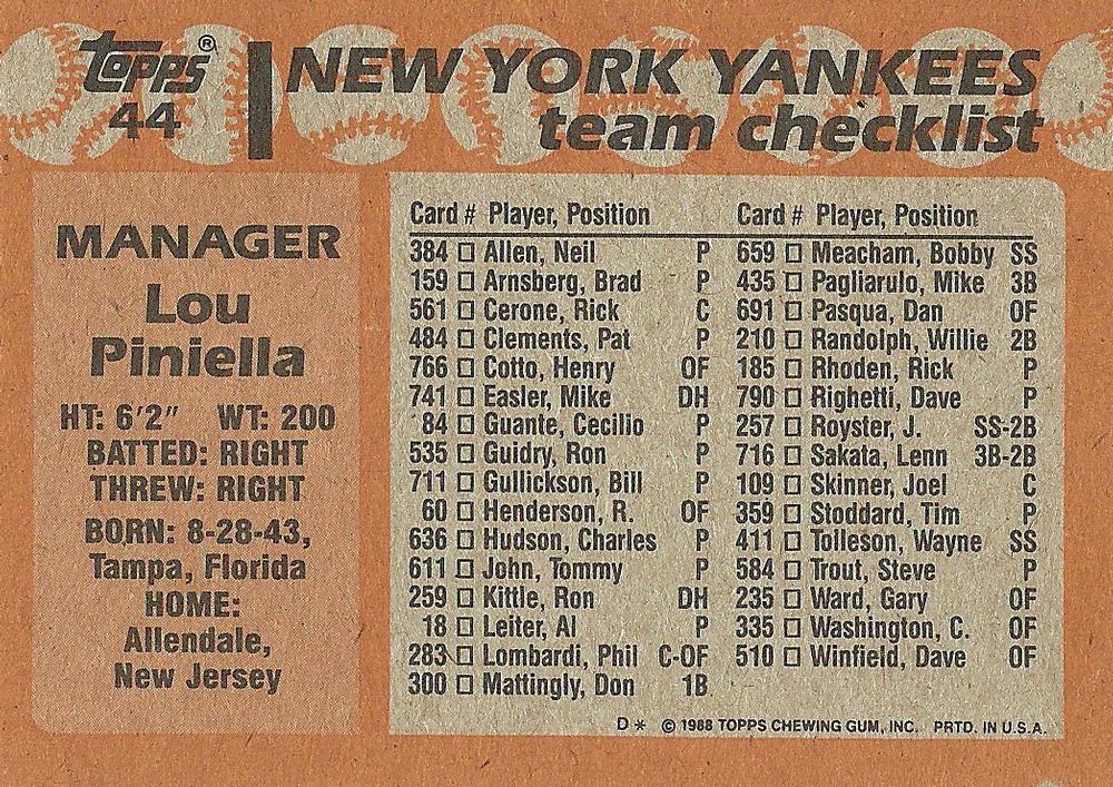 Lou Piniella  baseball card collectible - Main Image 2