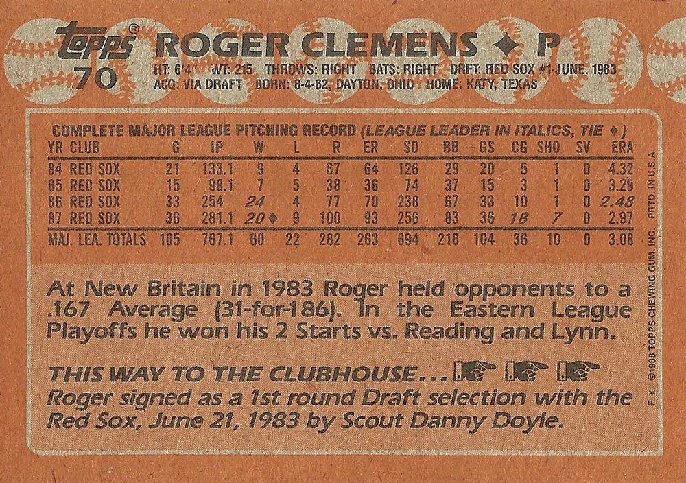 Roger Clemens  baseball card collectible - Main Image 2