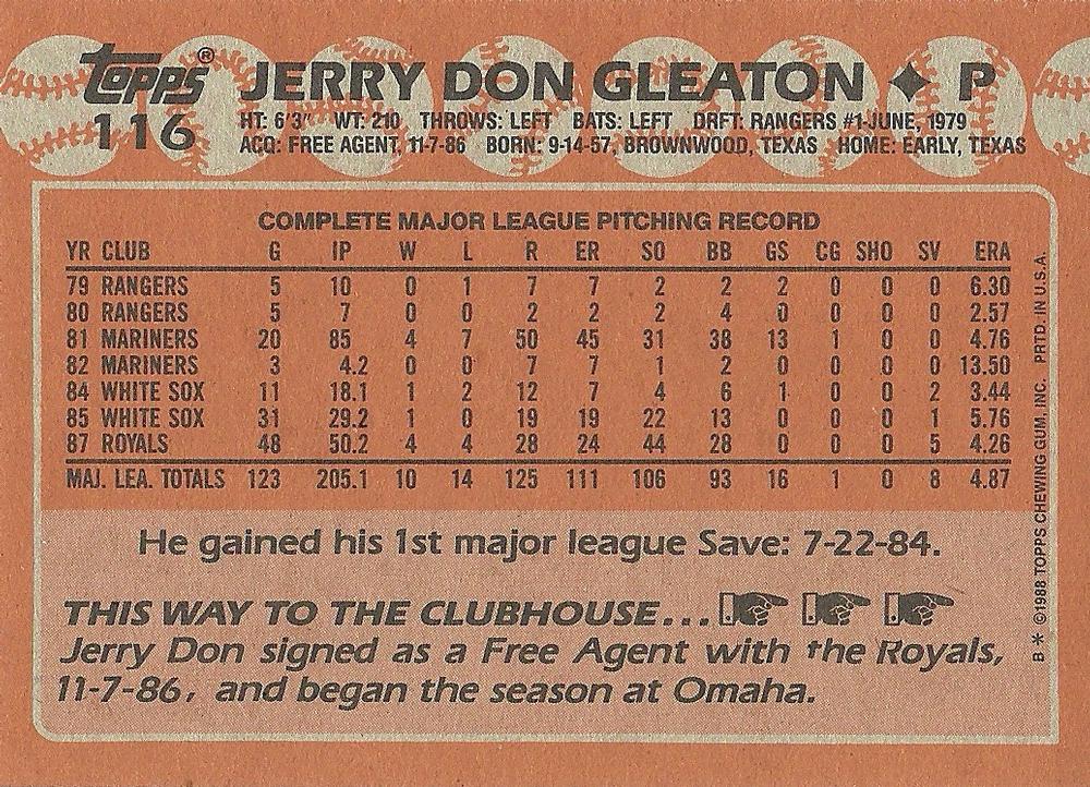 Jerry Don Gleaton  baseball card collectible - Main Image 2