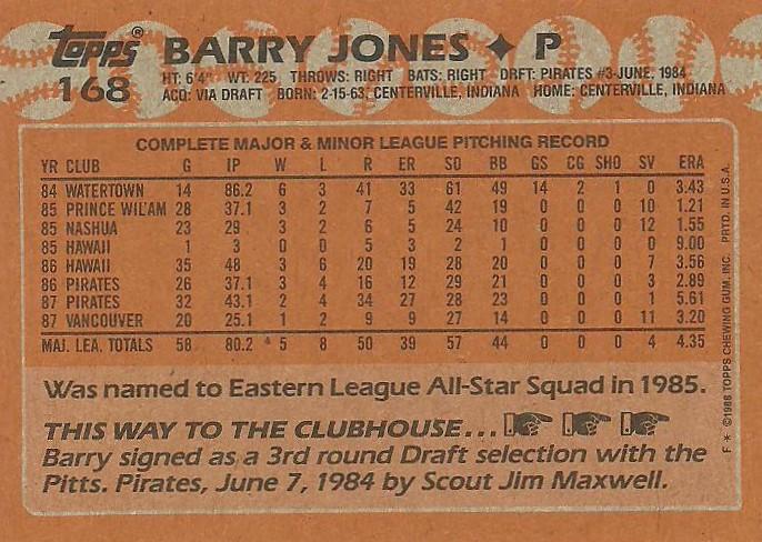 Barry Jones  baseball card collectible - Main Image 2