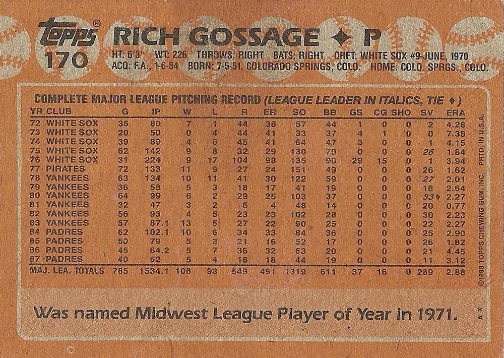 Rich Gossage  baseball card collectible - Main Image 2
